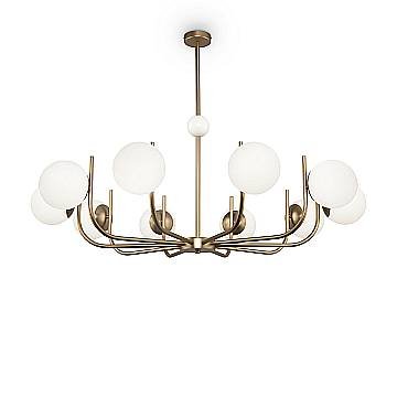 Maytoni Lampadario contemporaneo Rendez-vous 10 luci E14 ottone metallo diffusore vetro