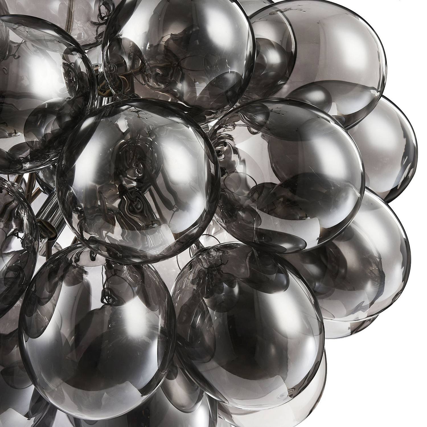 Lampadario Contemporaneo Baldo Metallo Nichel 8 Luci Diffusori Fume MOD112-08-N