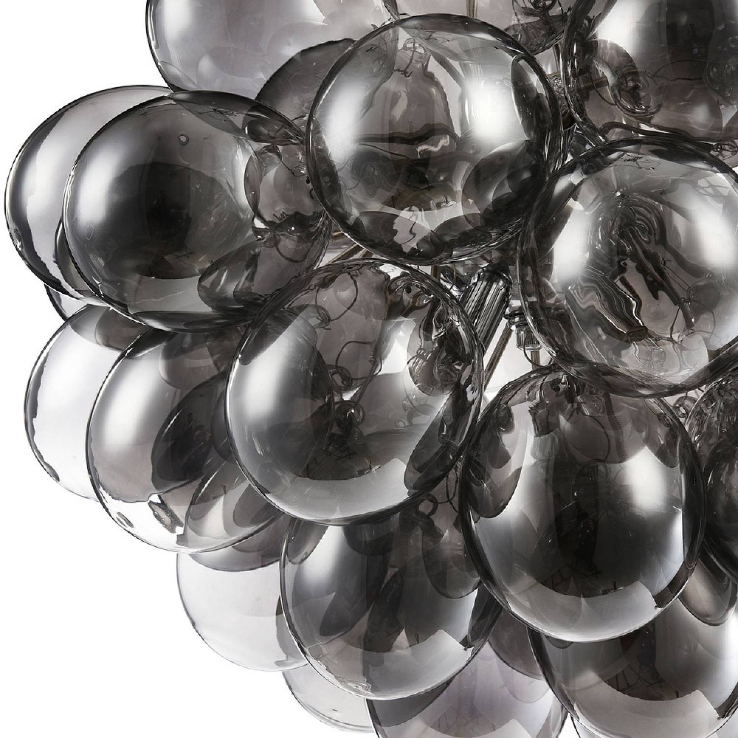 Lampadario Contemporaneo Baldo Metallo Nichel 8 Luci Diffusori Fume MOD112-08-N