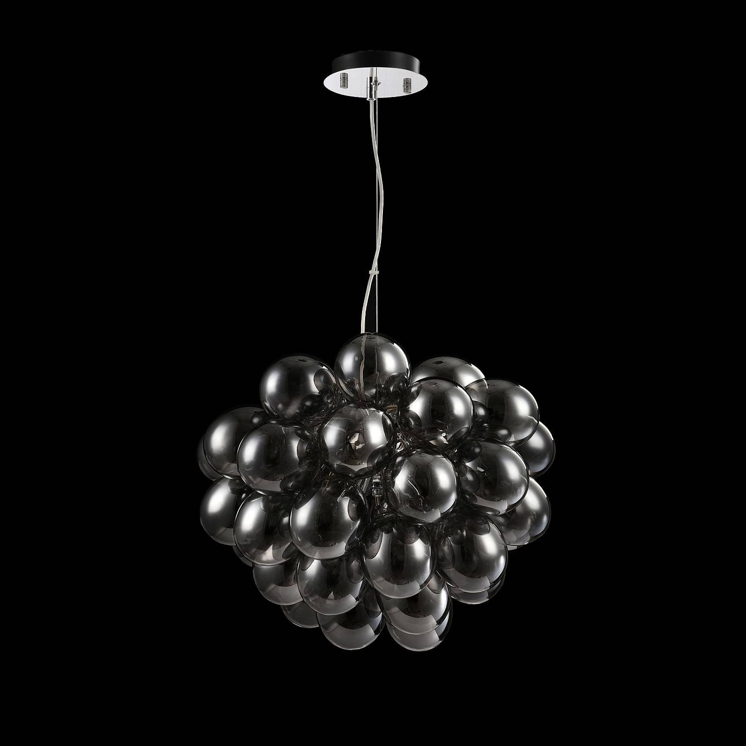 Lampadario Contemporaneo Baldo Metallo Nichel 8 Luci Diffusori Fume MOD112-08-N