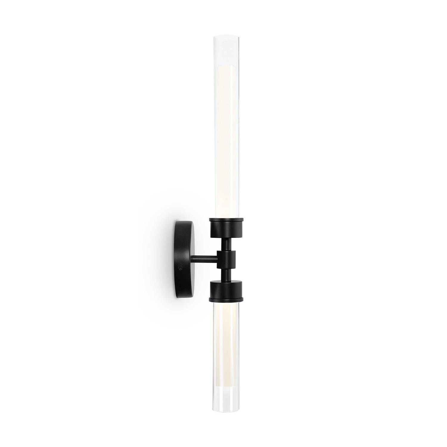 Applique Da Parete Moderno Stelo Metallo Nero Vetro 2 Luci Led 7W MOD116WL-L7B3K