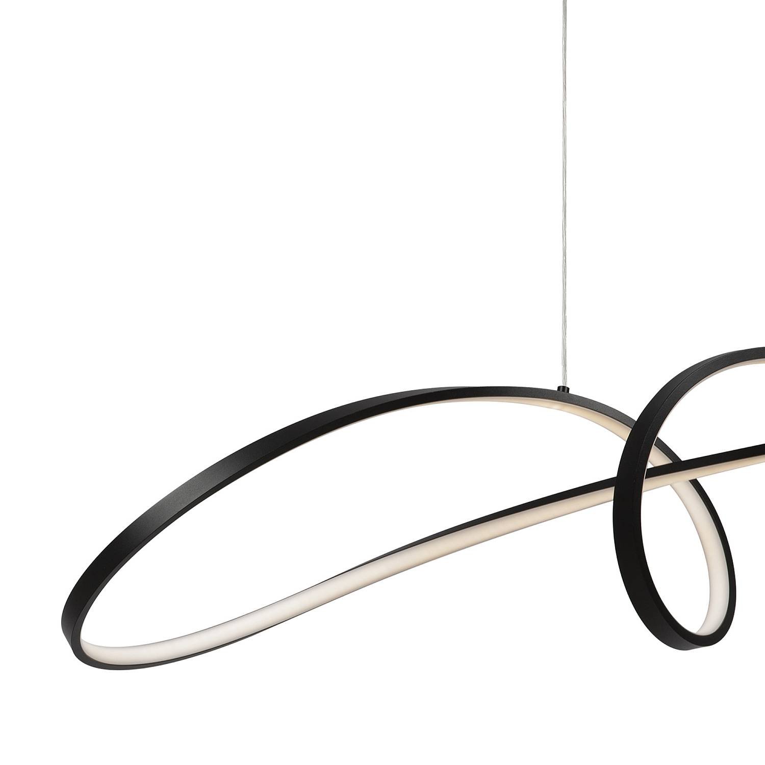 Lampadario A Sospensione Moderno Curve Alluminio Nero 1 Luce Led 42W MOD156PL-L52B4K
