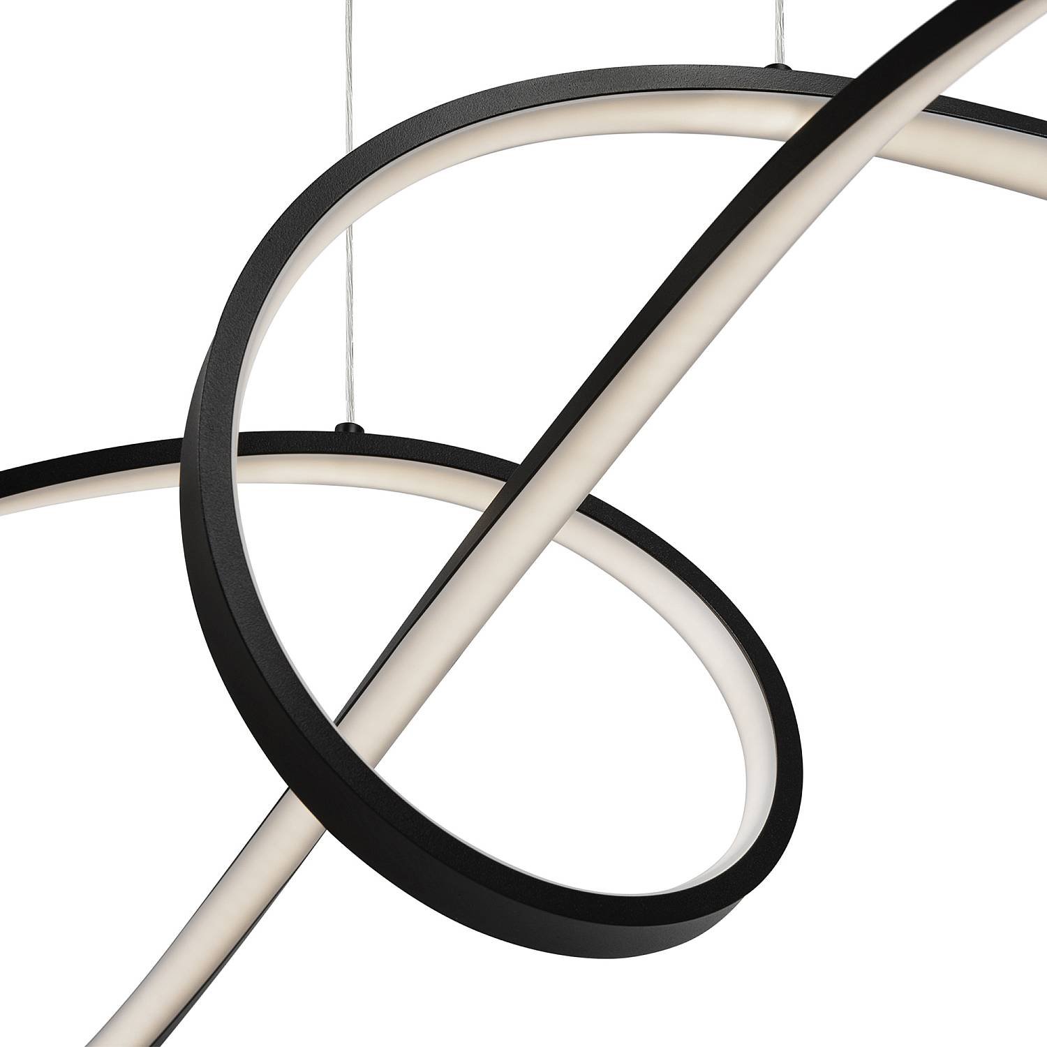 Lampadario A Sospensione Moderno Curve Alluminio Nero 1 Luce Led 42W MOD156PL-L52B4K