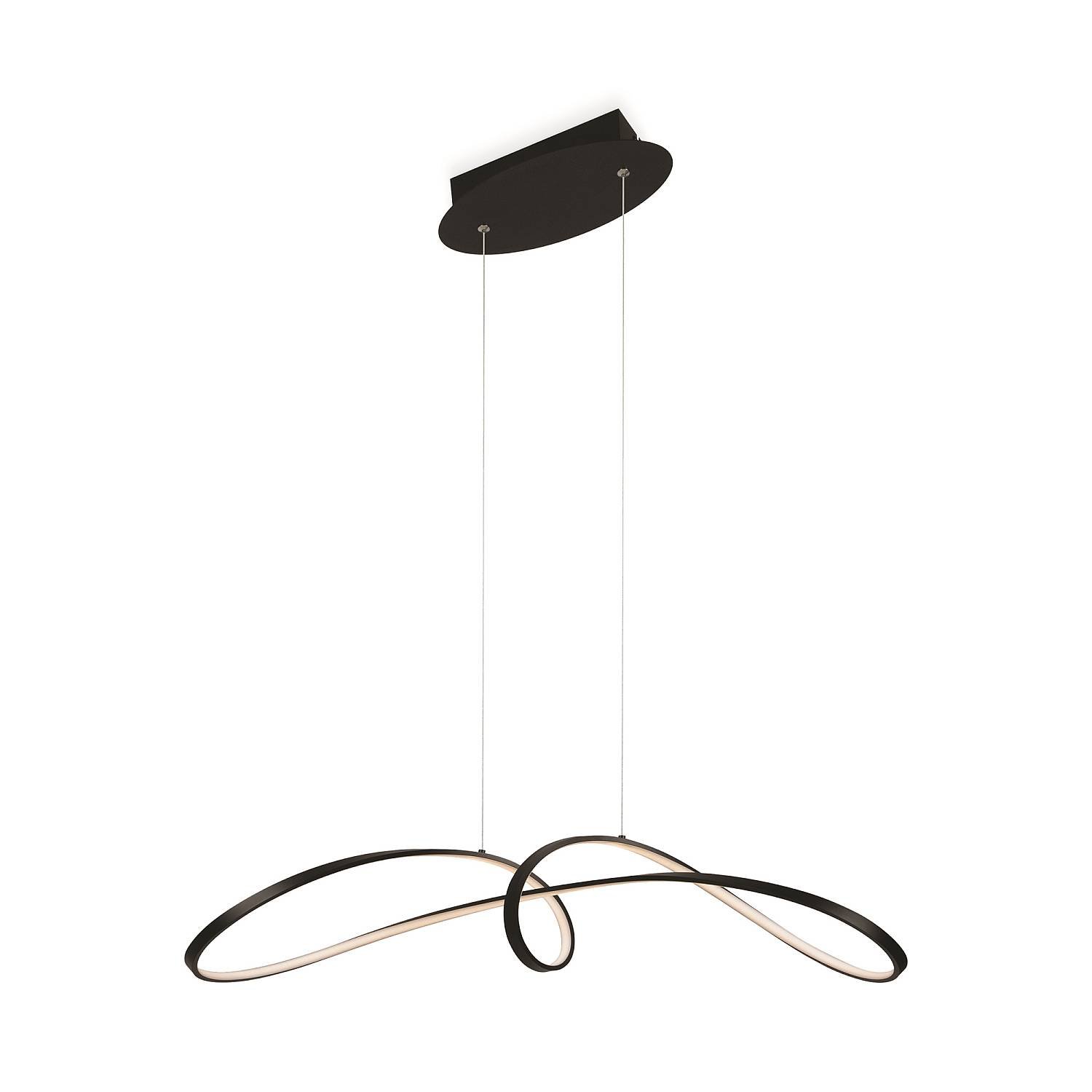 Lampadario A Sospensione Moderno Curve Alluminio Nero 1 Luce Led 42W MOD156PL-L52B4K