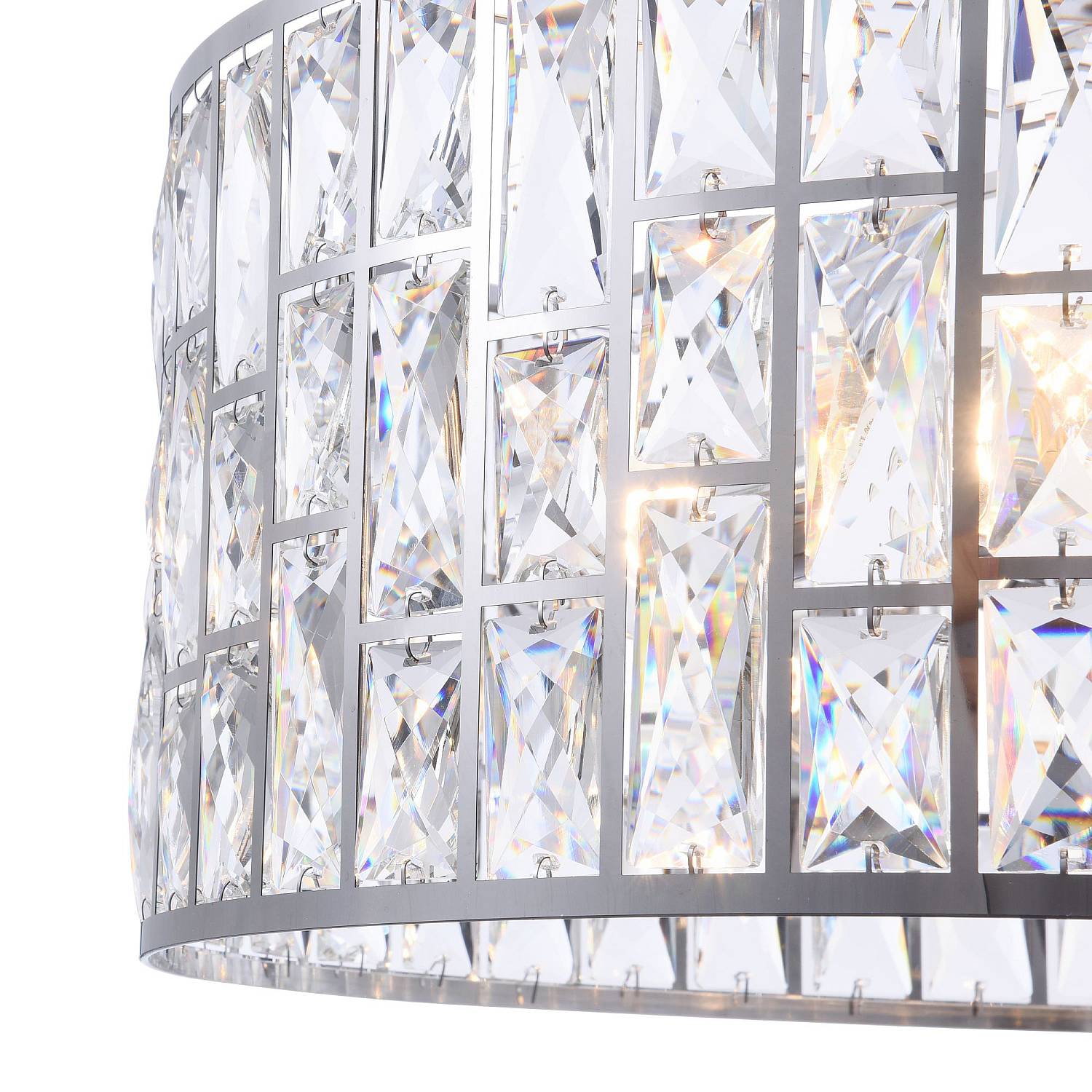 Lampadario A Sospensione Moderno Gelid Metallo Cromo Cristallo 4 Luci E27 60W MOD184-PL-04-CH