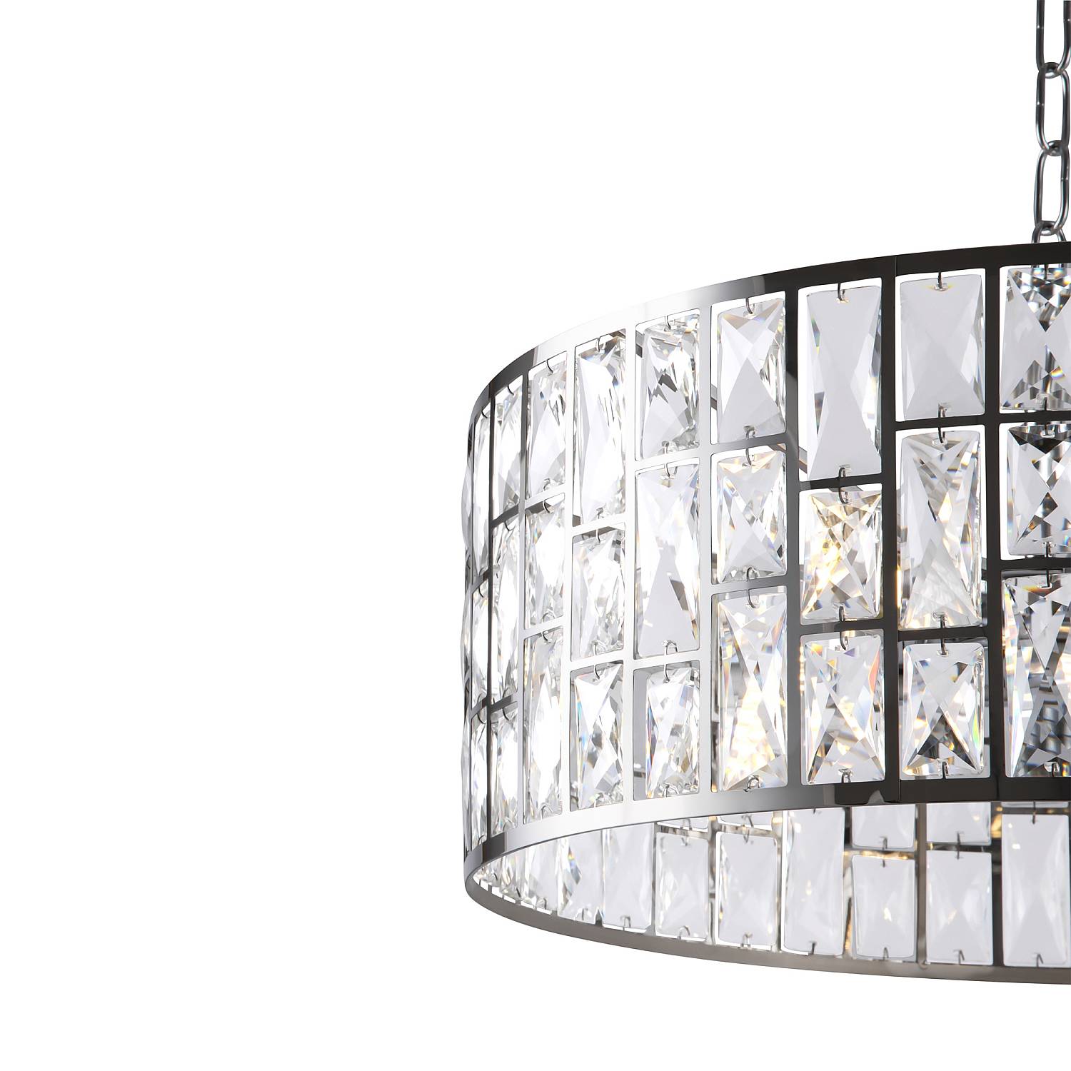 Lampadario A Sospensione Moderno Gelid Metallo Cromo Cristallo 4 Luci E27 60W MOD184-PL-04-CH