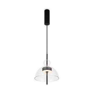 Maytoni Lampadario moderno Bangkok 1 luce LED integrato nero metallo trasparente vetro