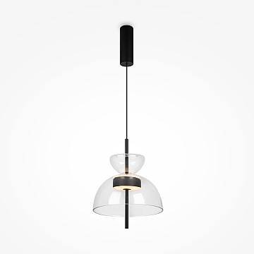 Maytoni Lampadario moderno Bangkok 1 luce LED integrato nero metallo trasparente vetro