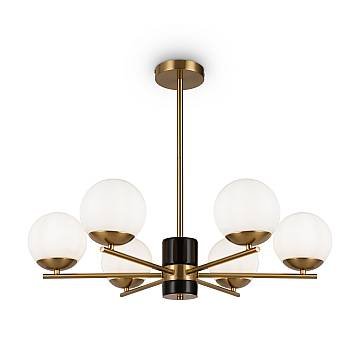 Maytoni Lampadario moderno Marble 6 luci E27 ottone metallo vetro