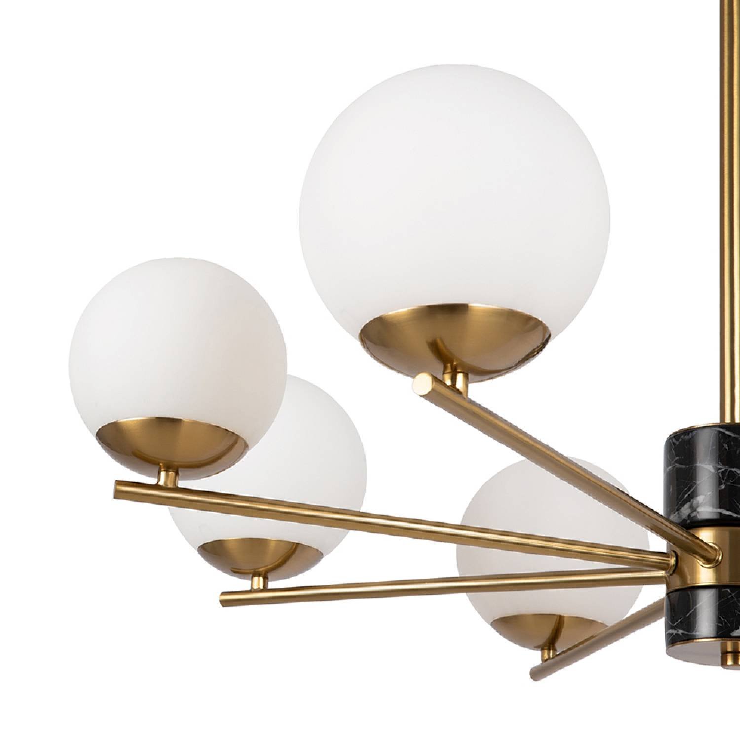 Lampadario A Sospensione Moderno Marble Metallo Ottone Vetro 8 Luci E27 60W MOD187PL-08BS