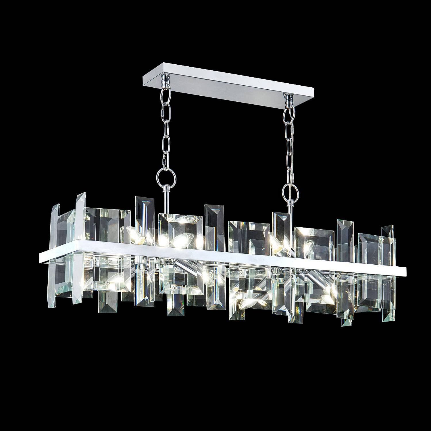 Lampadario Contemporaneo Cerezo Metallo Cromo 8 Luci Diffusori Vetro Metallo MOD201PL-08N