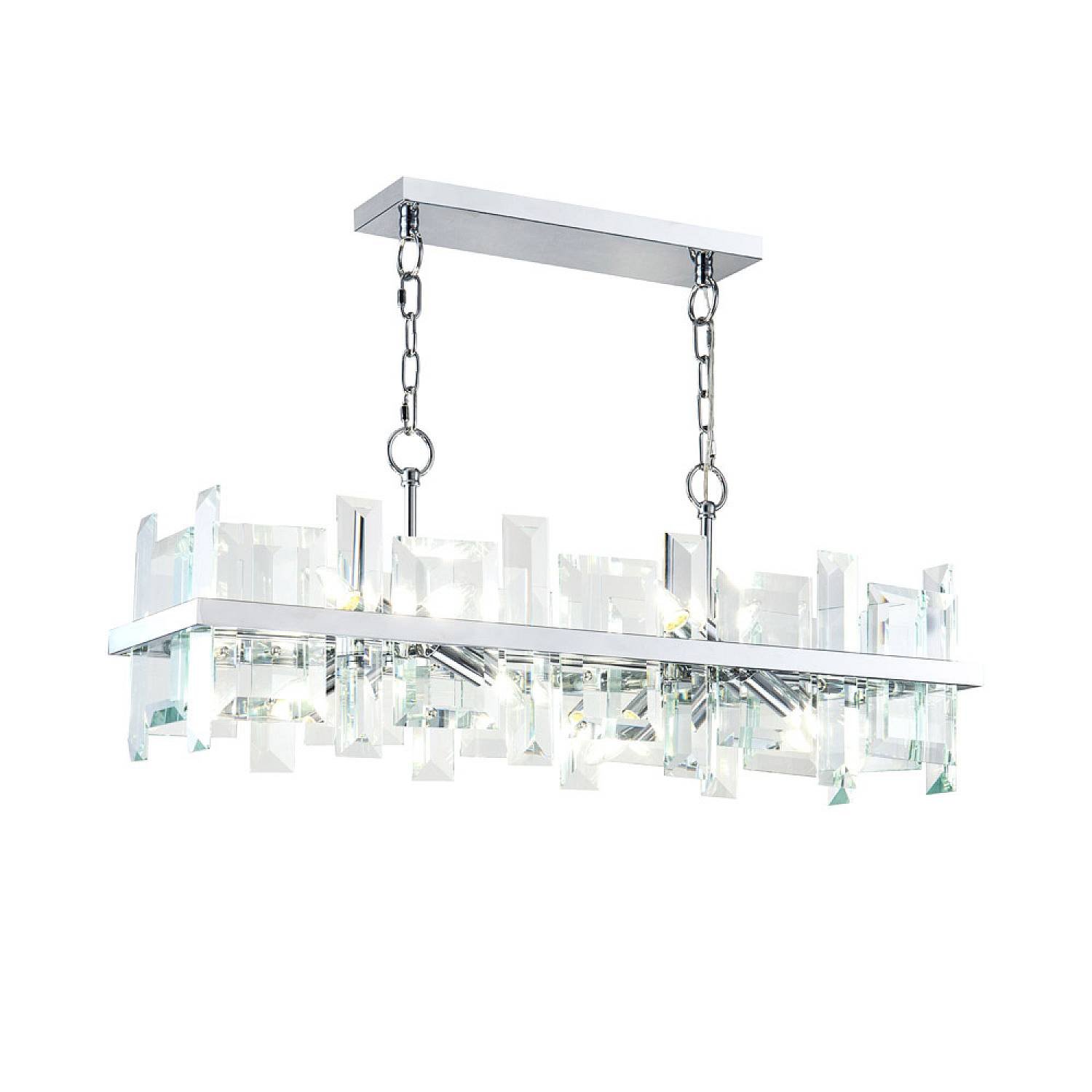 Lampadario Contemporaneo Cerezo Metallo Cromo 8 Luci Diffusori Vetro Metallo MOD201PL-08N