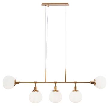 Maytoni Lampadario Sospensione Erich 5 luci E14 oro rosa metallo diffusore vetro