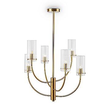 Maytoni lampadario contemporaneo Arco 6 luci G9 ottone metallo vetro