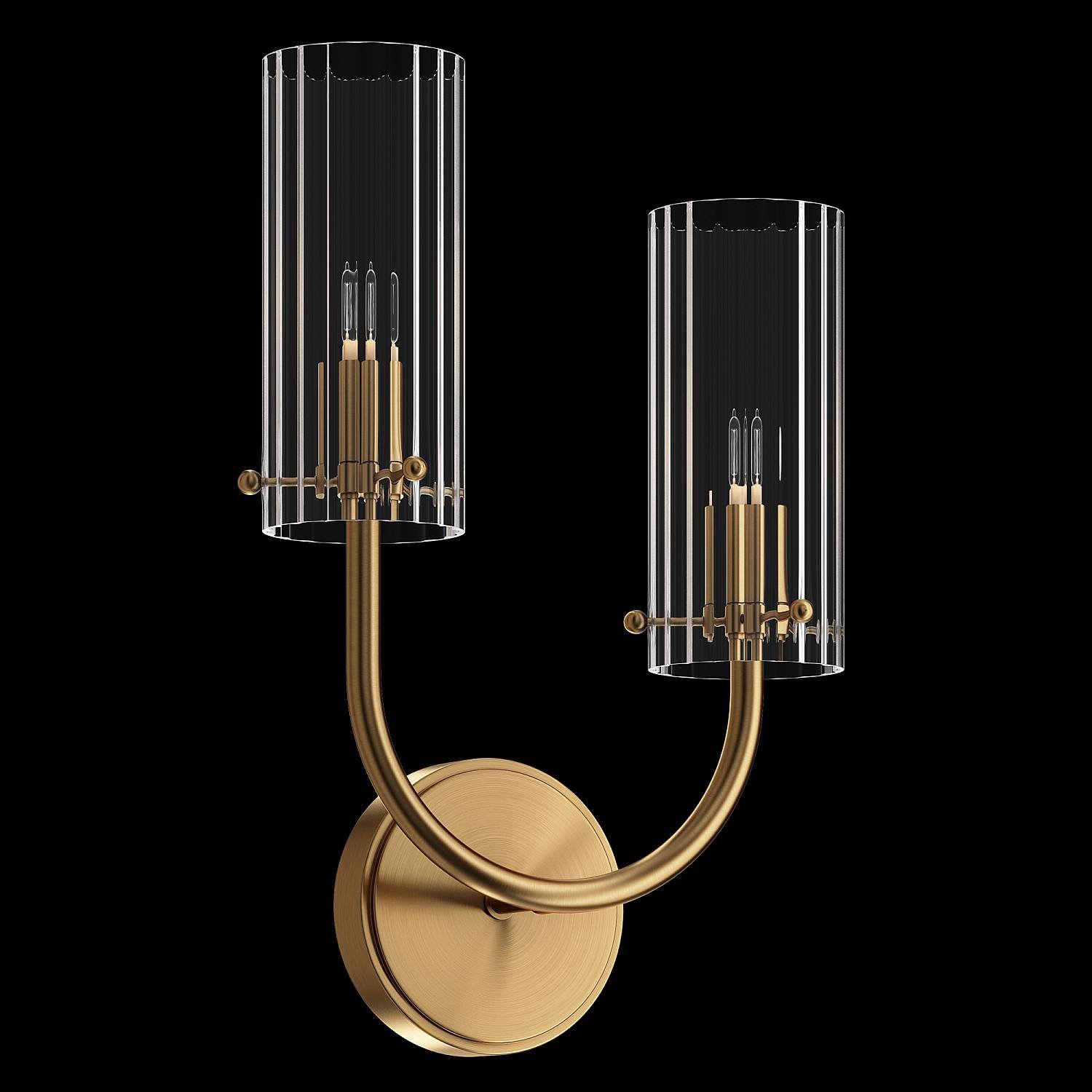 Applique Contemporanea Arco Metallo Ottone 1 Luce Diffusore Vetro MOD223WL-02BS