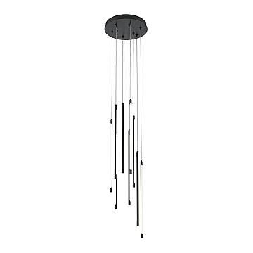 Maytoni Lampadario Moderno Light Stick 9 luci LED integrato nero alluminio diffusore acrilico