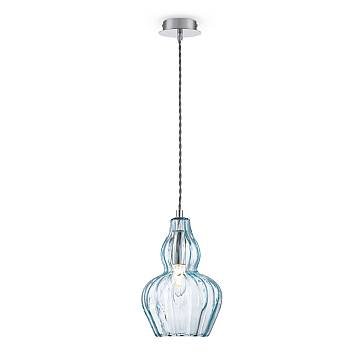 Maytoni Sospensione Contemporanea Eustoma 1 luce E14 nichel metallo diffusore vetro blu