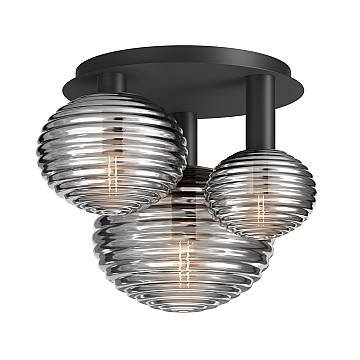 Maytoni Plafoniera moderna Reels 3 luci E14 nero metallo vetro