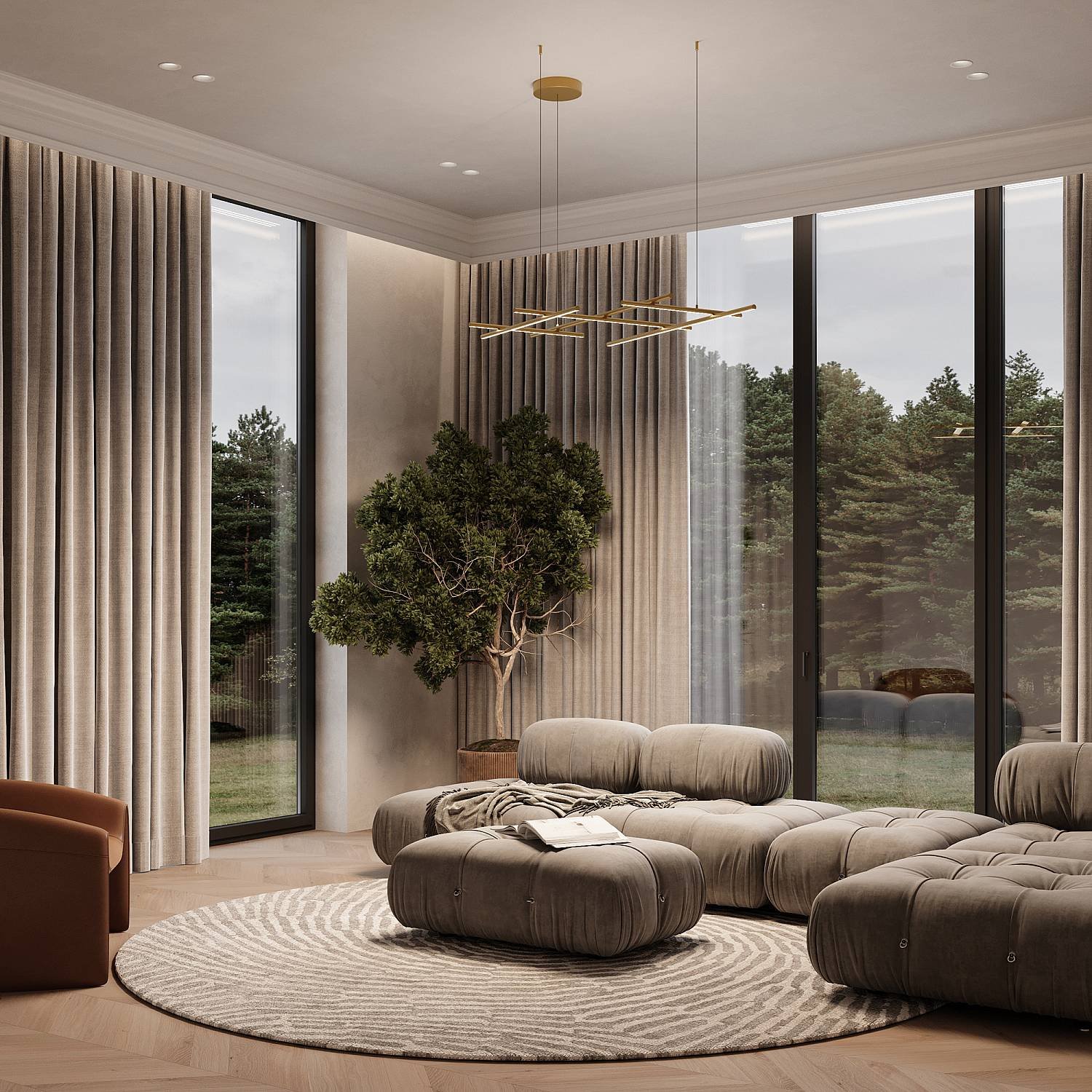 Lampadario A Sospensione Moderno Radiance Led Integrato 80W Alluminio Oro Ip20 MOD278PL-L86G3K