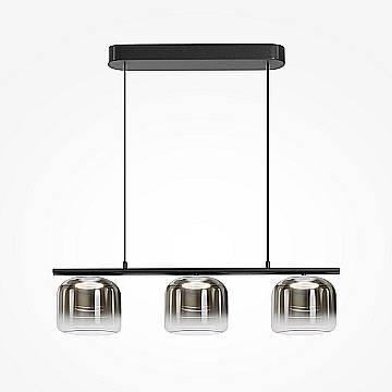 Lampadario Contemporaneo Spirito Metallo E Vetro Nero 3 Luci Led 14W