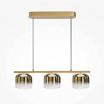 Lampadario Contemporaneo Spirito Metallo E Vetro Oro 3 Luci Led 14W