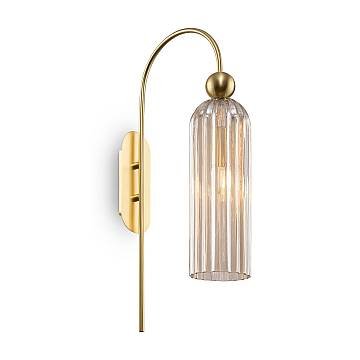 Maytoni applique contemporanea Antic 1 luce E14 oro metallo diffusore vetro cognac