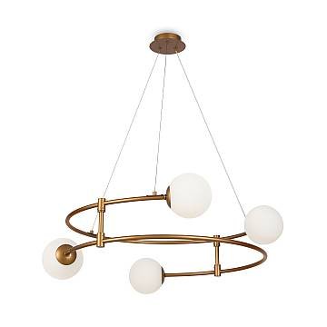 Maytoni Lampadario Minimal Balance 4 luci G9 oro metallo diffusori vetro