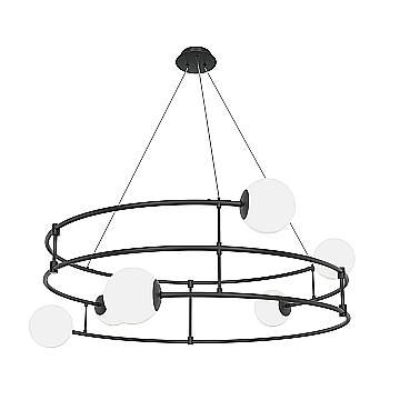 Maytoni Lampadario moderno Balance 6 luci G9 finitura nero metallo vetro