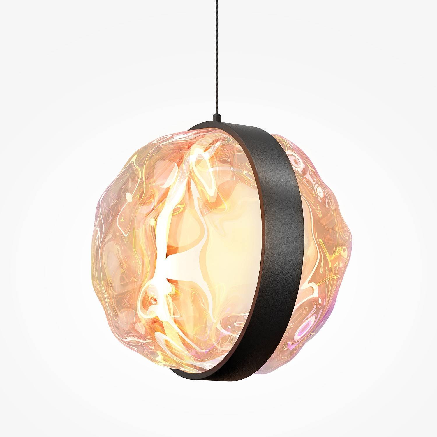 Lampadario Moderno Misterio Metallo Nero Vetro Led 15W 2700K Ip20 MOD379PL-L17B2.7K