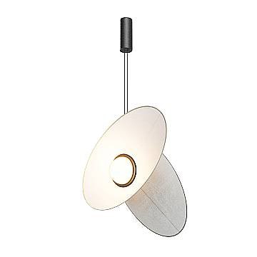 Sospensione Contemporanea Evolution Alluminio Nero Paralume Bianco Led 9W