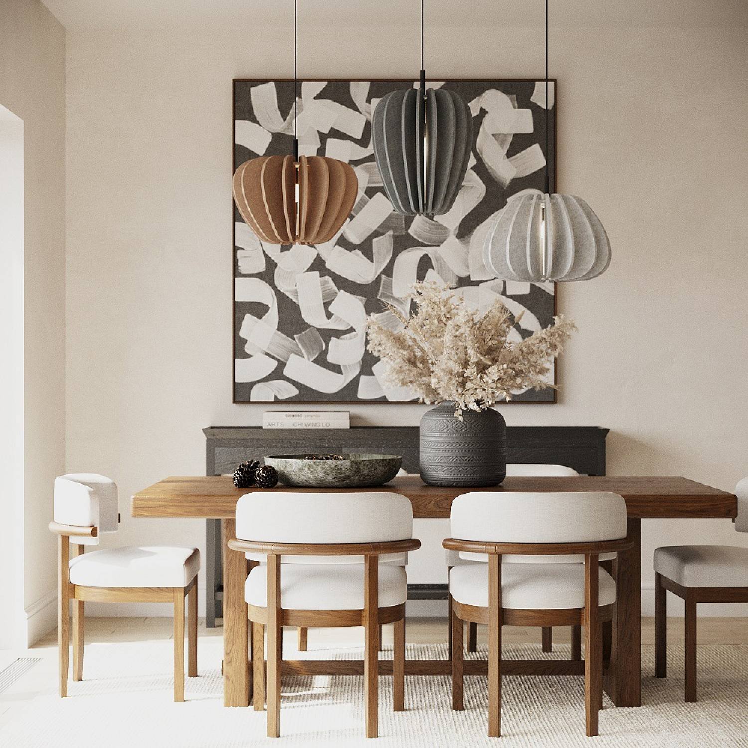 Sospensione Contemporanea Cambio Alluminio Nero Feltro Grigio Chiaro 1 Luce E27 MOD398PL-01S