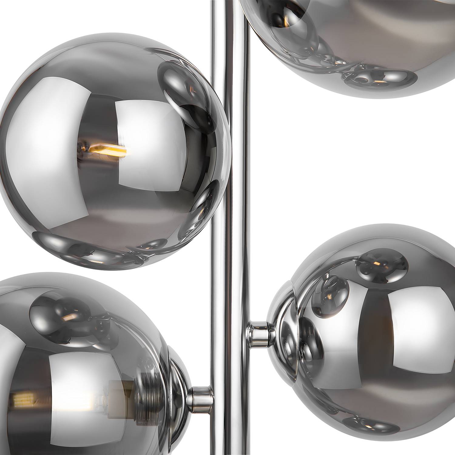 Lampadario Contemporaneo Dallas Metallo Cromo 6 Luci Diffusori Vetro Fumè MOD545PL-06CH