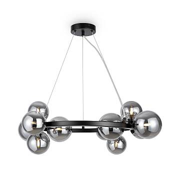 Maytoni Lampadario contemporaneo Dallas 11 luci G9 nero metallo vetro soffiato fumè