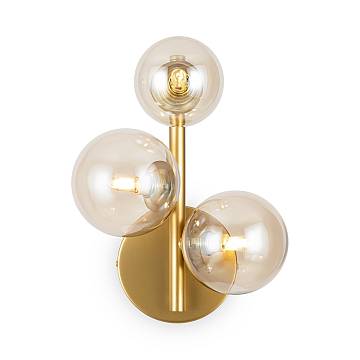 Maytoni applique contemporanea Dallas 3 luci G9 oro metallo vetro cognac