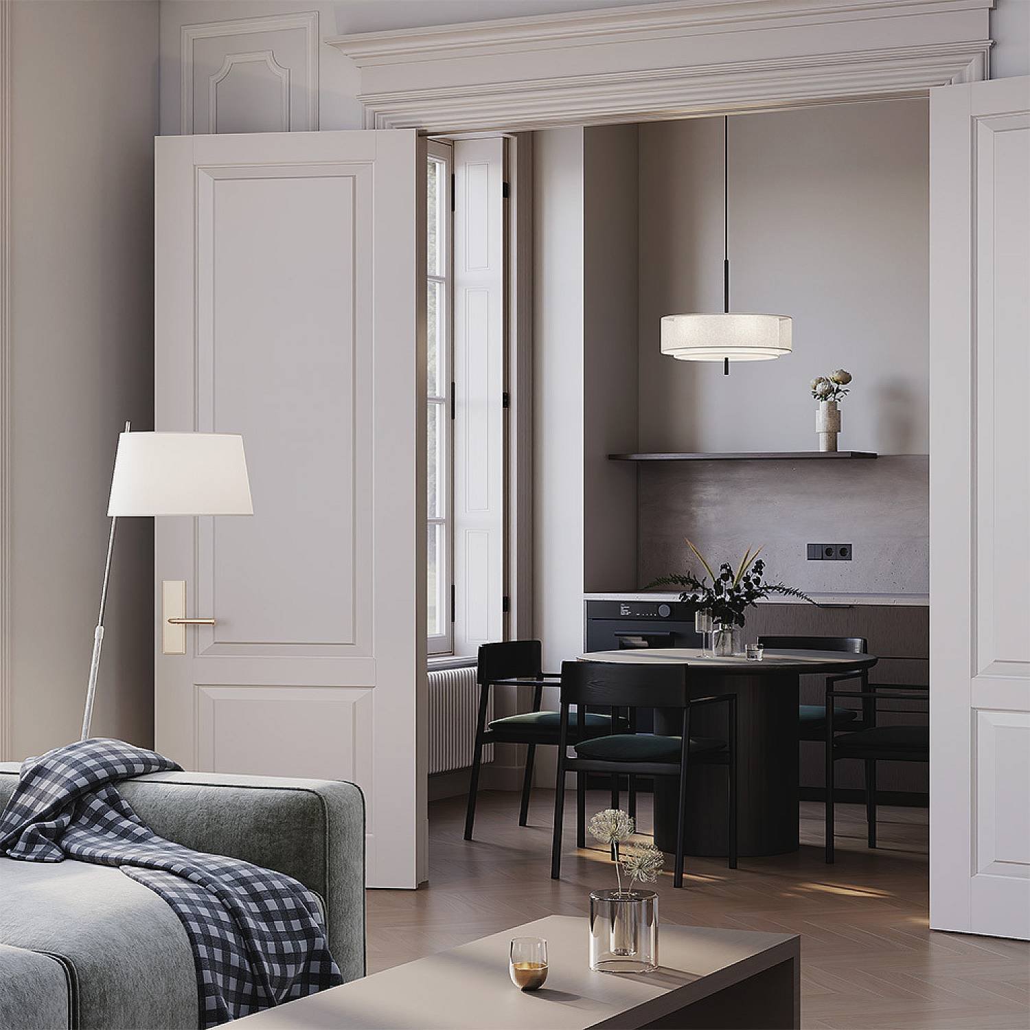 Lampadario Contemporaneo Bergamo Metallo Nero Pralume Bianco 5 Luci E27 Ip20 D50 MOD613PL-05W1