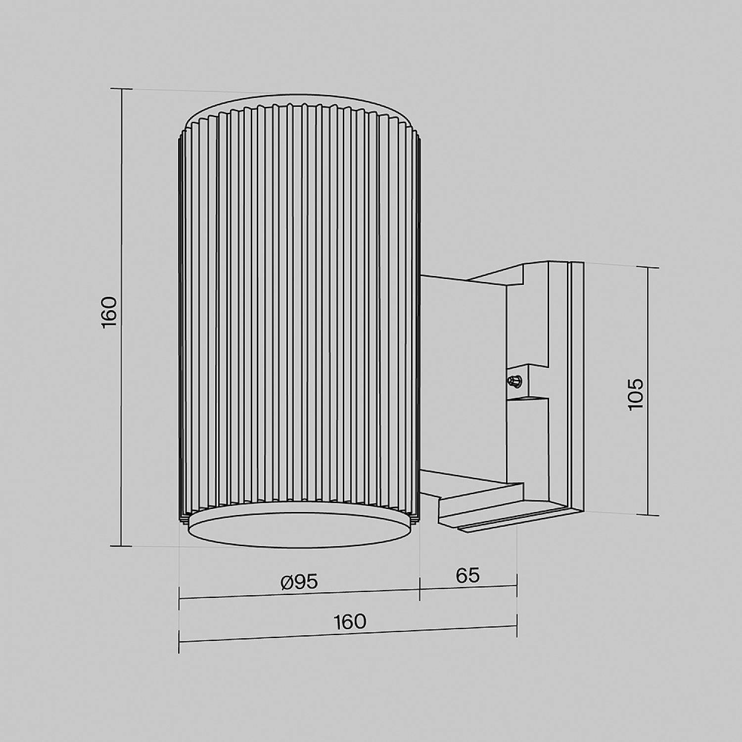 Lampada Da Parete Moderna Per Esterno Metallo Grigio Luce1E27 60W Ip54 O419WL-01GR