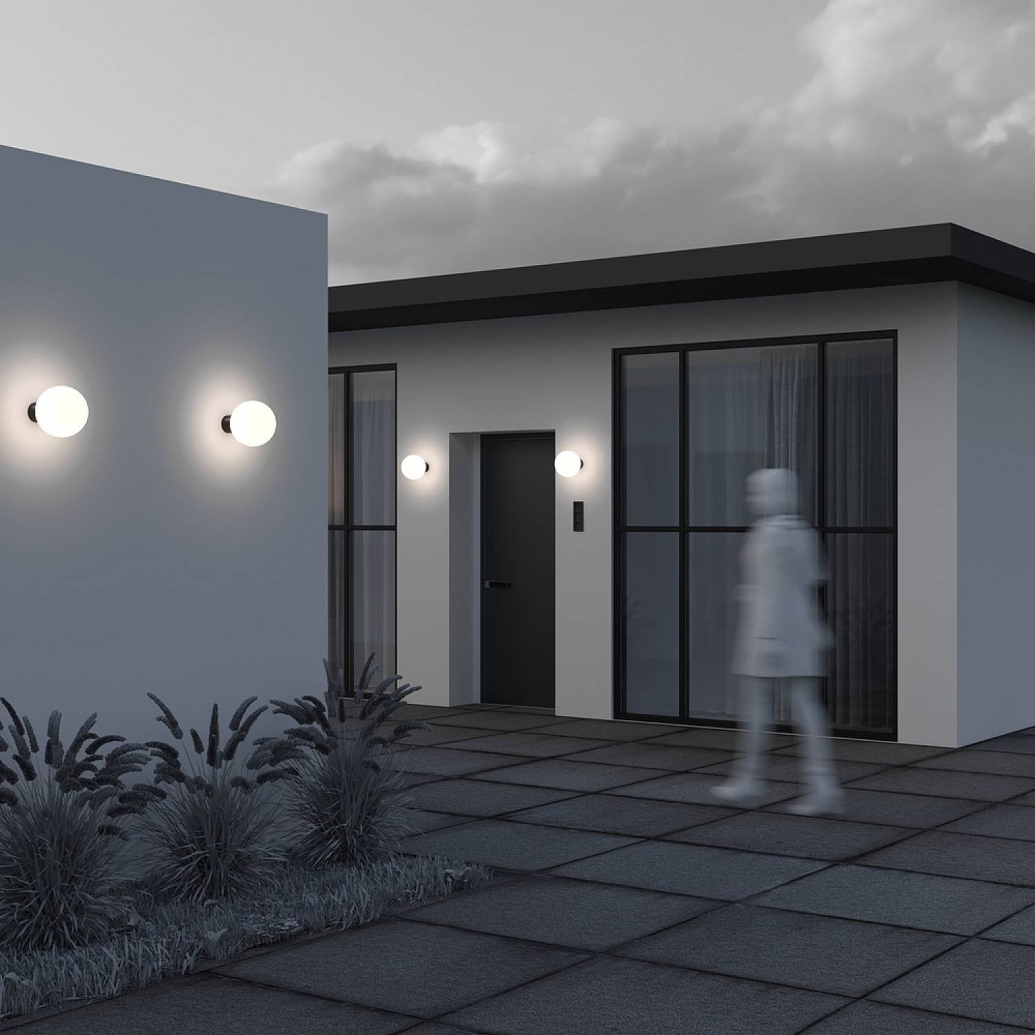 Lampada Da Parete Moderna Per Esterno Alluminio Nero 1 Luce E27 60W Ip54 A++ O598WL-01B1