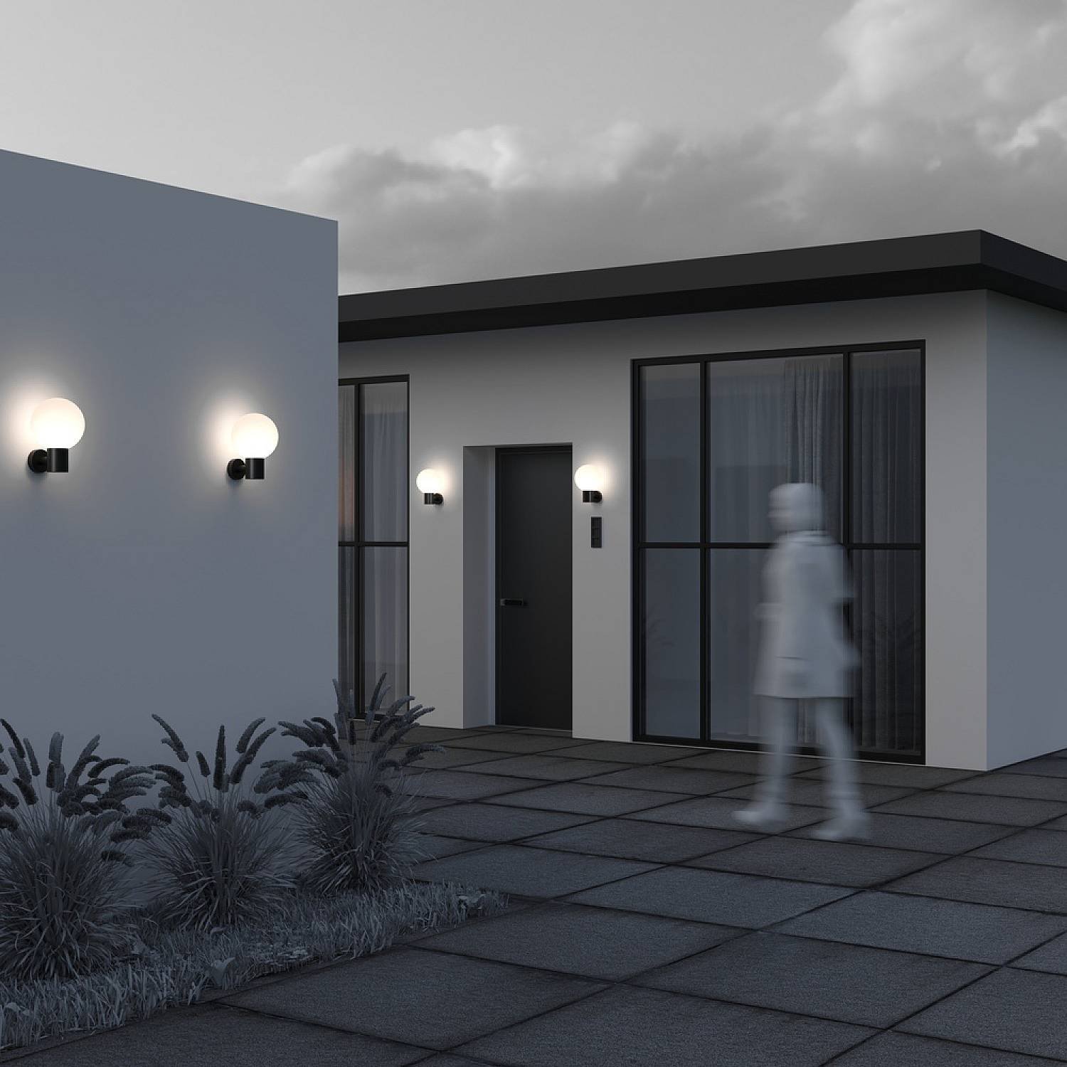 Lampada Da Parete Moderna Per Esterno Alluminio Nero 1 Luce E27 60W Ip54 O598WL-01B