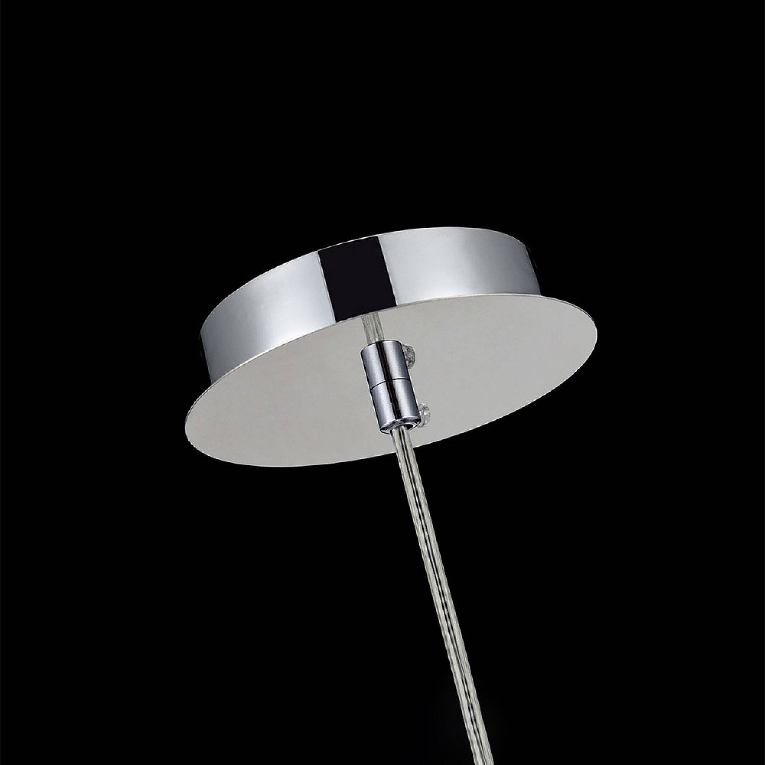 Lampadaro Contemporaneo Fermi Metallo Nichel 1 Luce Diffusore Vetro Trasparente P140-PL-110-1-N