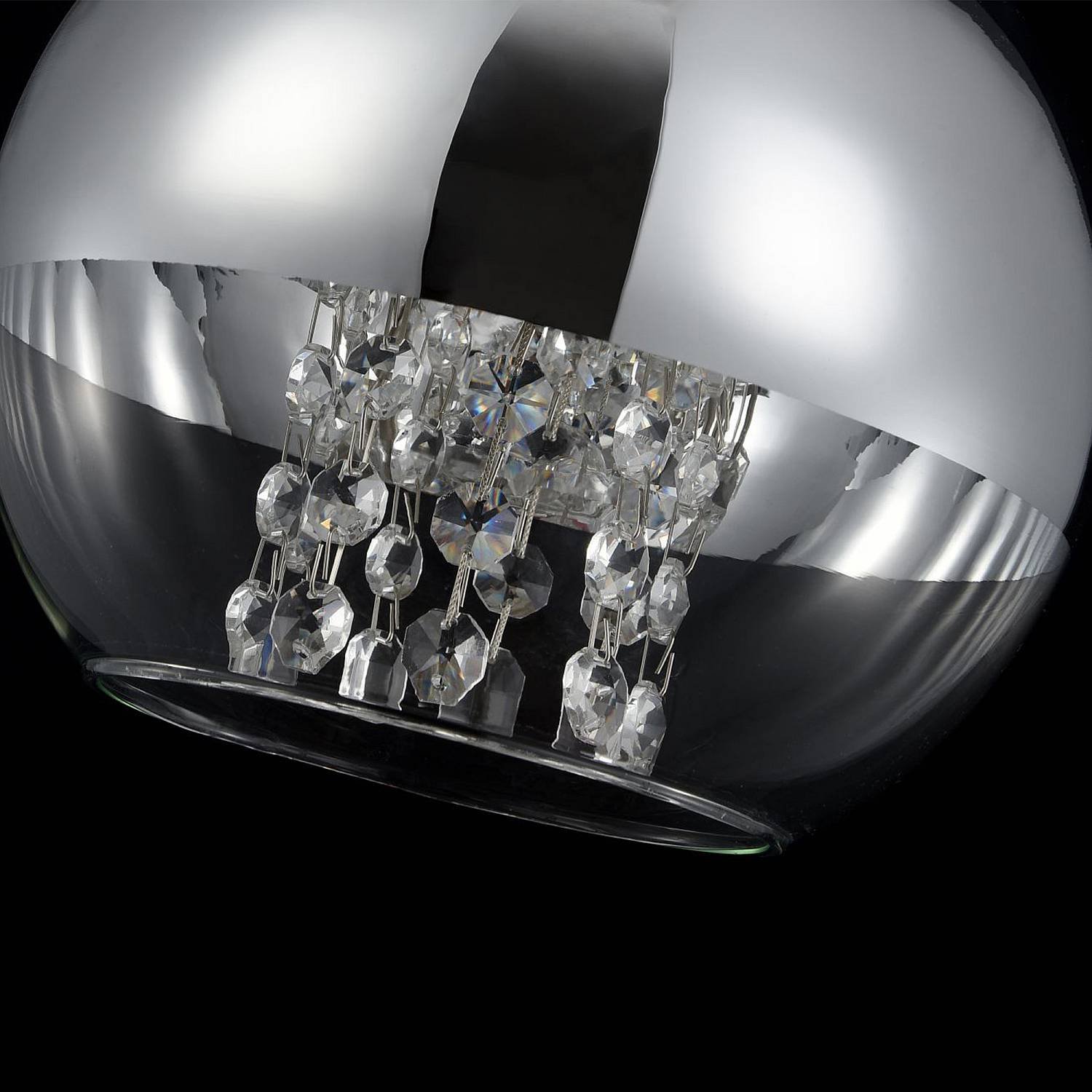 Lampadaro Contemporaneo Fermi Metallo Nichel 1 Luce Diffusore Vetro Trasparente P140-PL-110-1-N