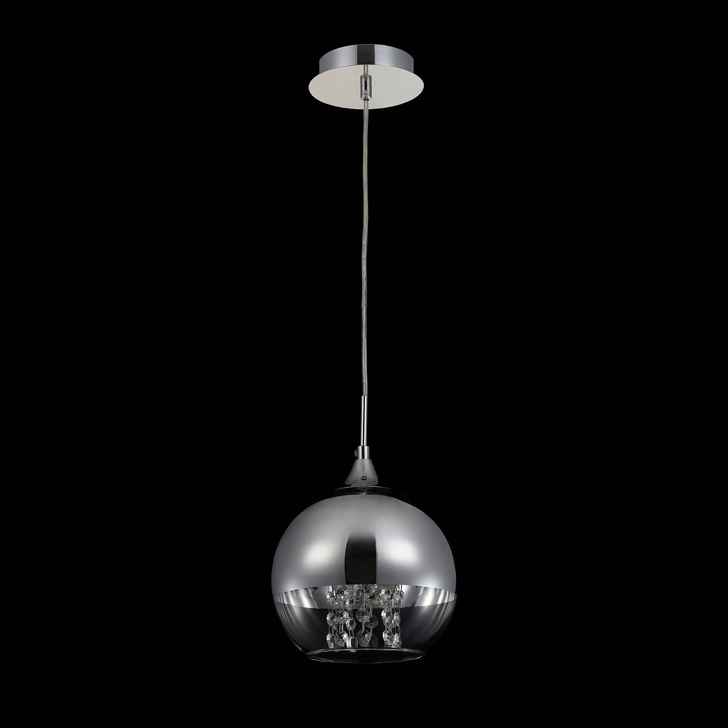 Lampadaro Contemporaneo Fermi Metallo Nichel 1 Luce Diffusore Vetro Trasparente P140-PL-110-1-N