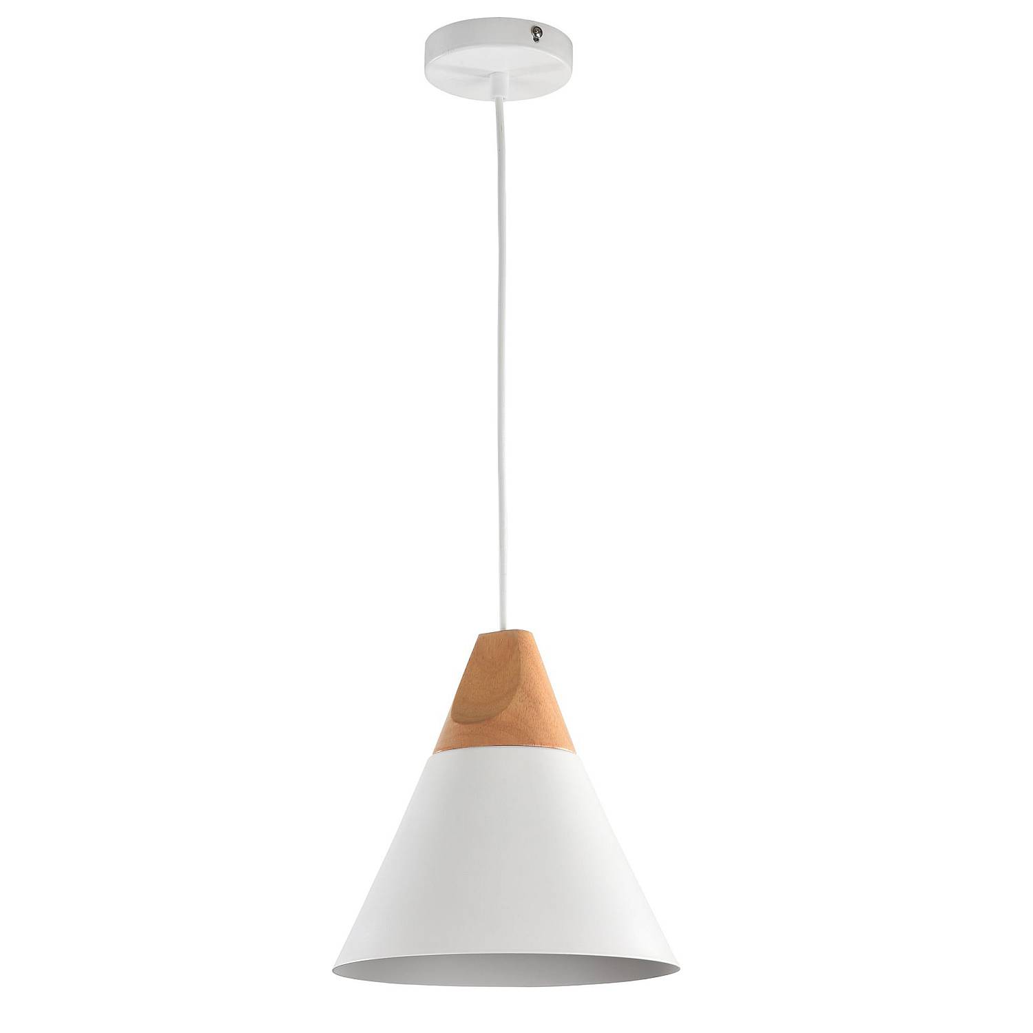 Sospensione Minimal Bicones Metallo Legno Bianco Oro 1 Luce P359-PL-01-W
