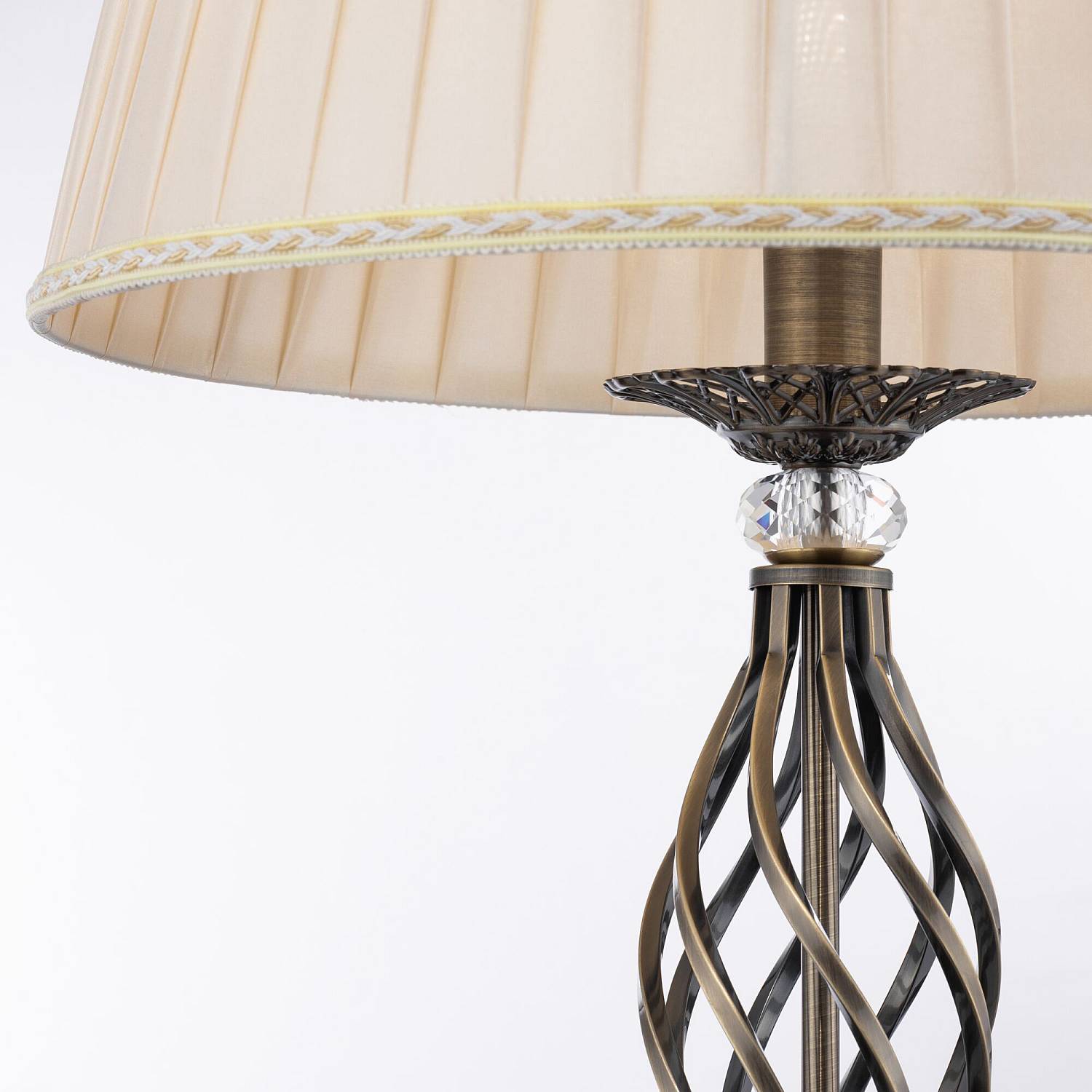 Piantana Shabby Chic Grace Metallo Ottone 1 Luce Diffusore Organza Beige RC247-FL-01-R