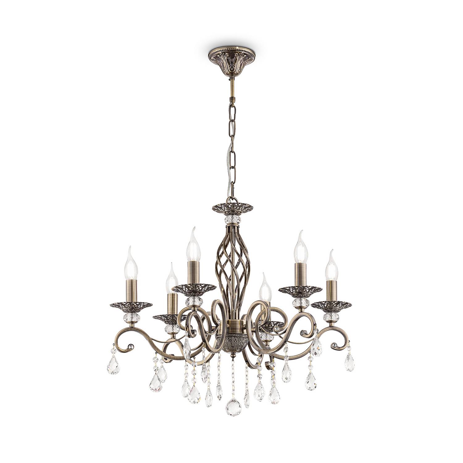 Lampadario Classico Grace Metallo Ottone 6 Luci RC247-PL-06-R
