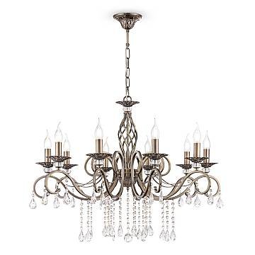 Maytoni Lampadario Classico Grace 10 luci E14 ottone metallo cristallo Maytoni Lampadario Classico Grace 10 luci E14 ottone metallo cristallo