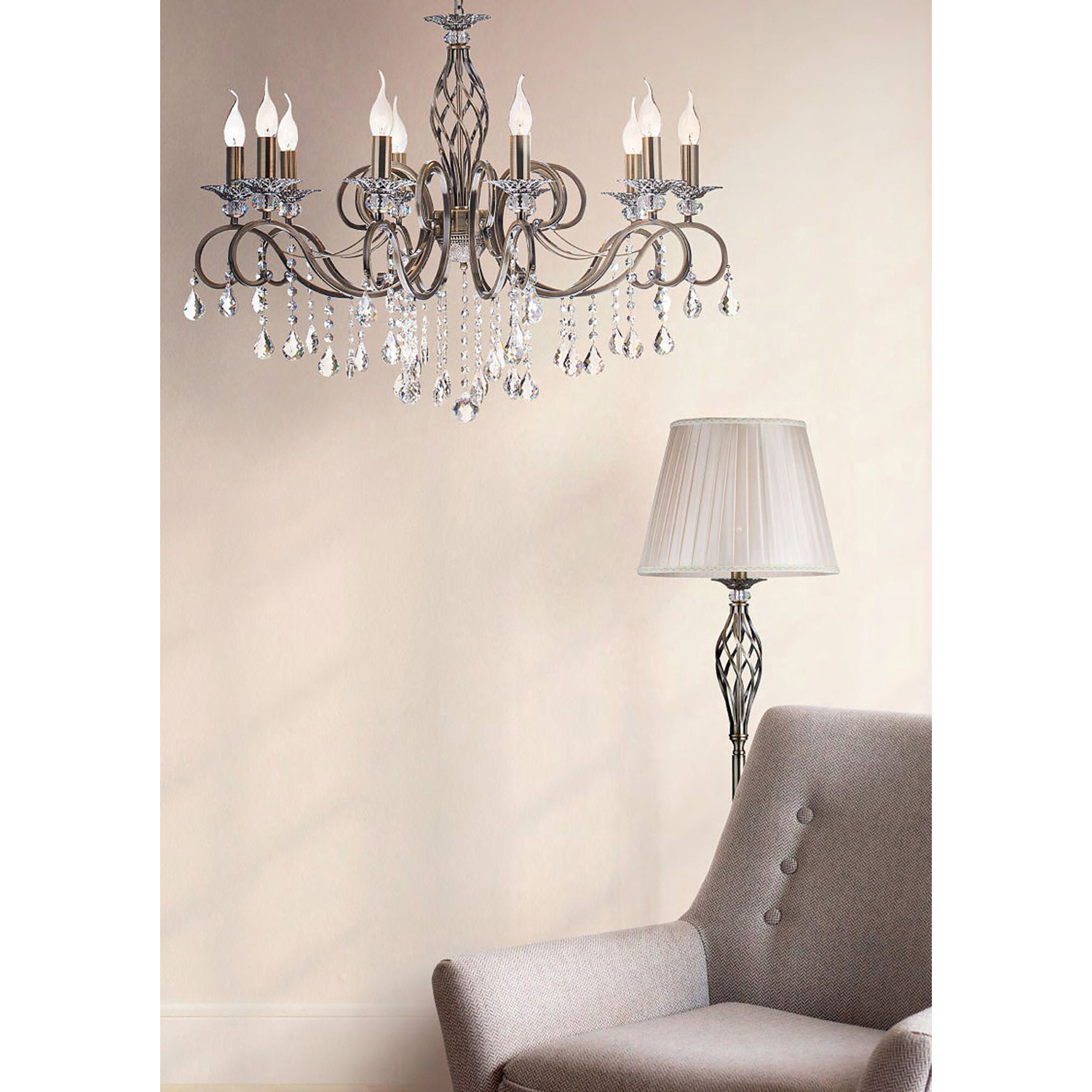 Lampadario Classico Grace Metallo Ottone 10 Luci RC247-PL-10-R