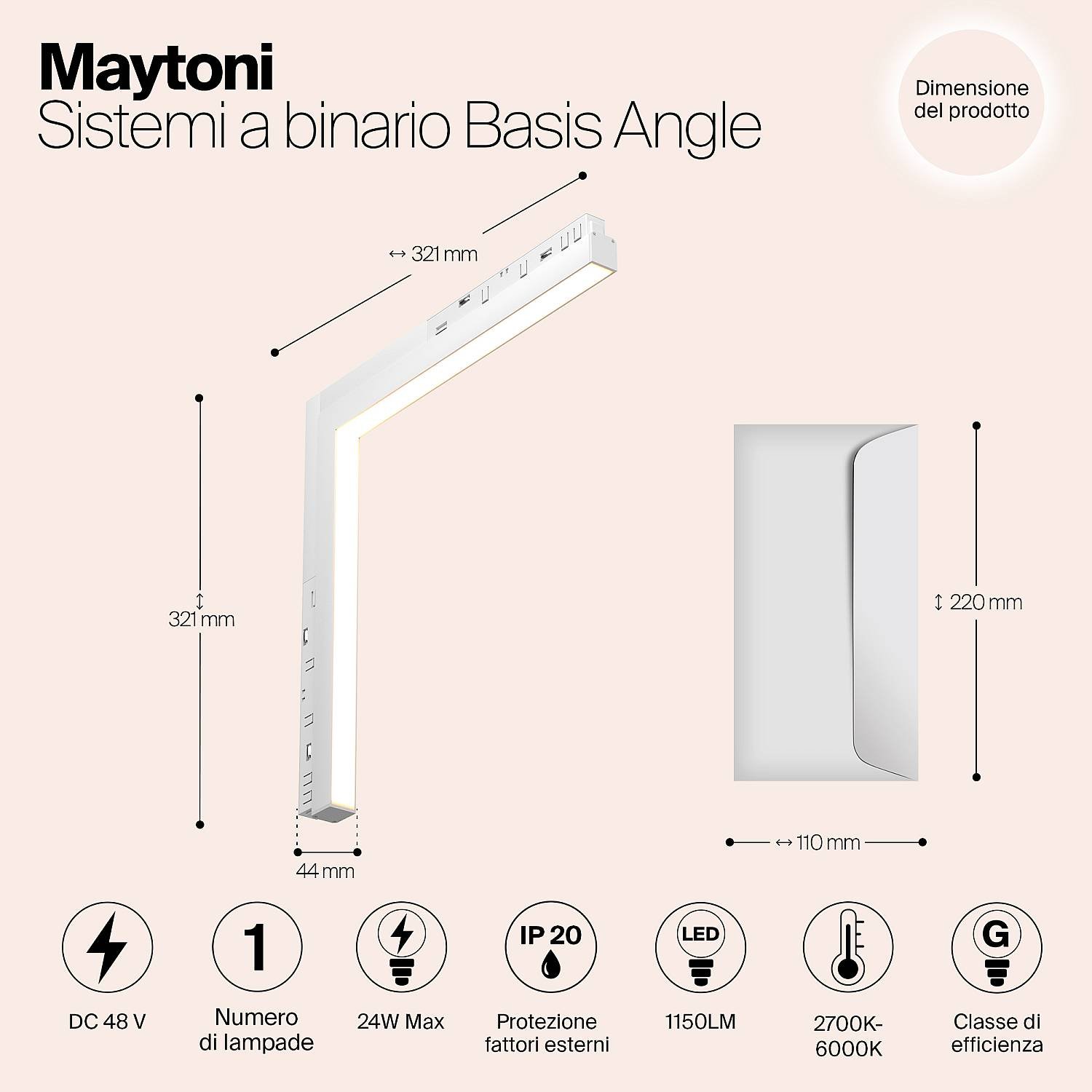 Lampada Da Binario Tr102-24W-Ds-W TR102-24W-DS-W
