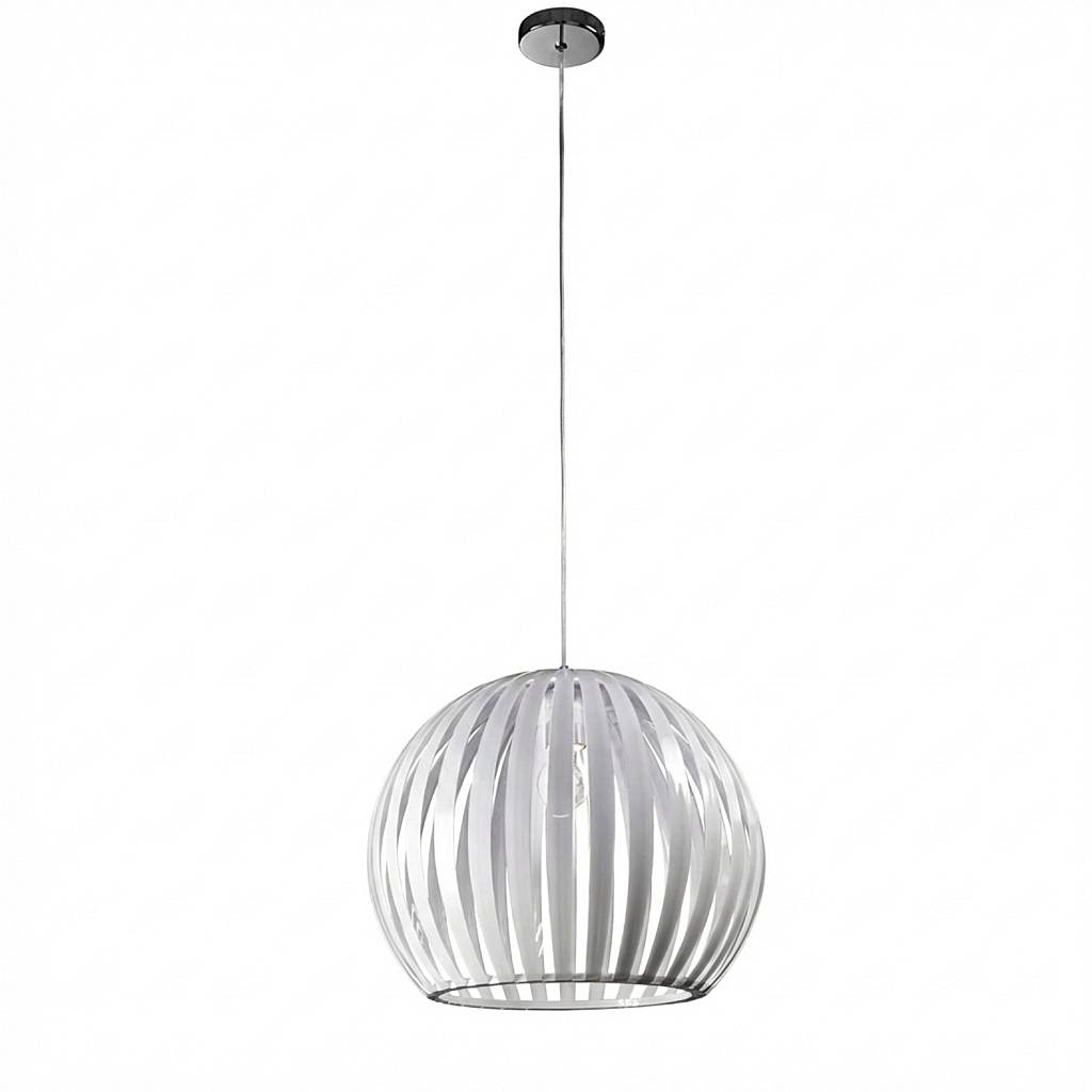 Sospensione Contemporanea Slice Metallo Cromo Acrilico Bianco 1 Luce E27 D40