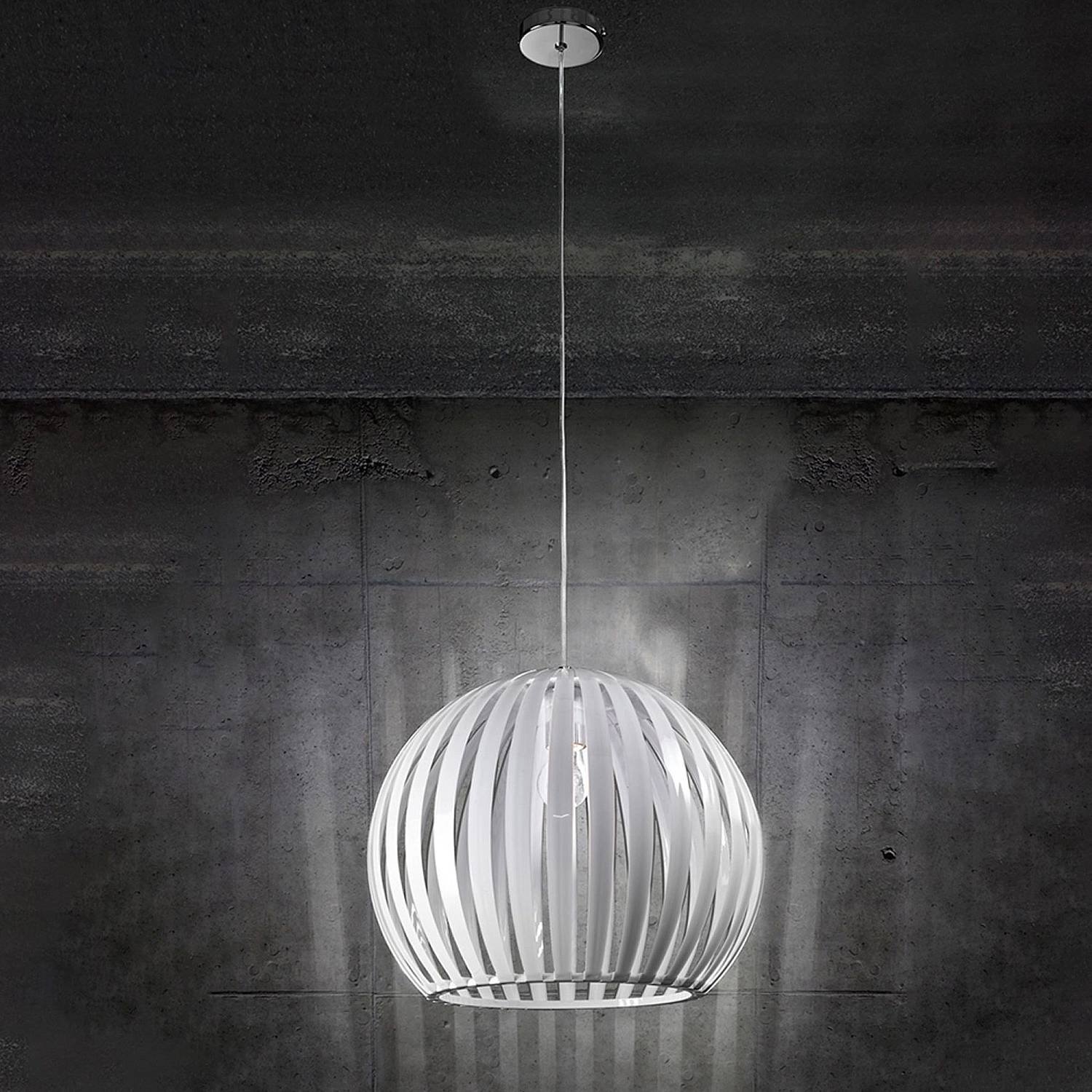 Sospensione Contemporanea Slice Metallo Cromo Acrilico Bianco 1 Luce E27 D40 Sospensione Contemporanea Slice Metallo Cromo Acrilico Bianco 1 Luce E27 D40