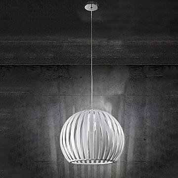 Sospensione Contemporanea Slice Metallo Cromo Acrilico Bianco 1 Luce E27 D40